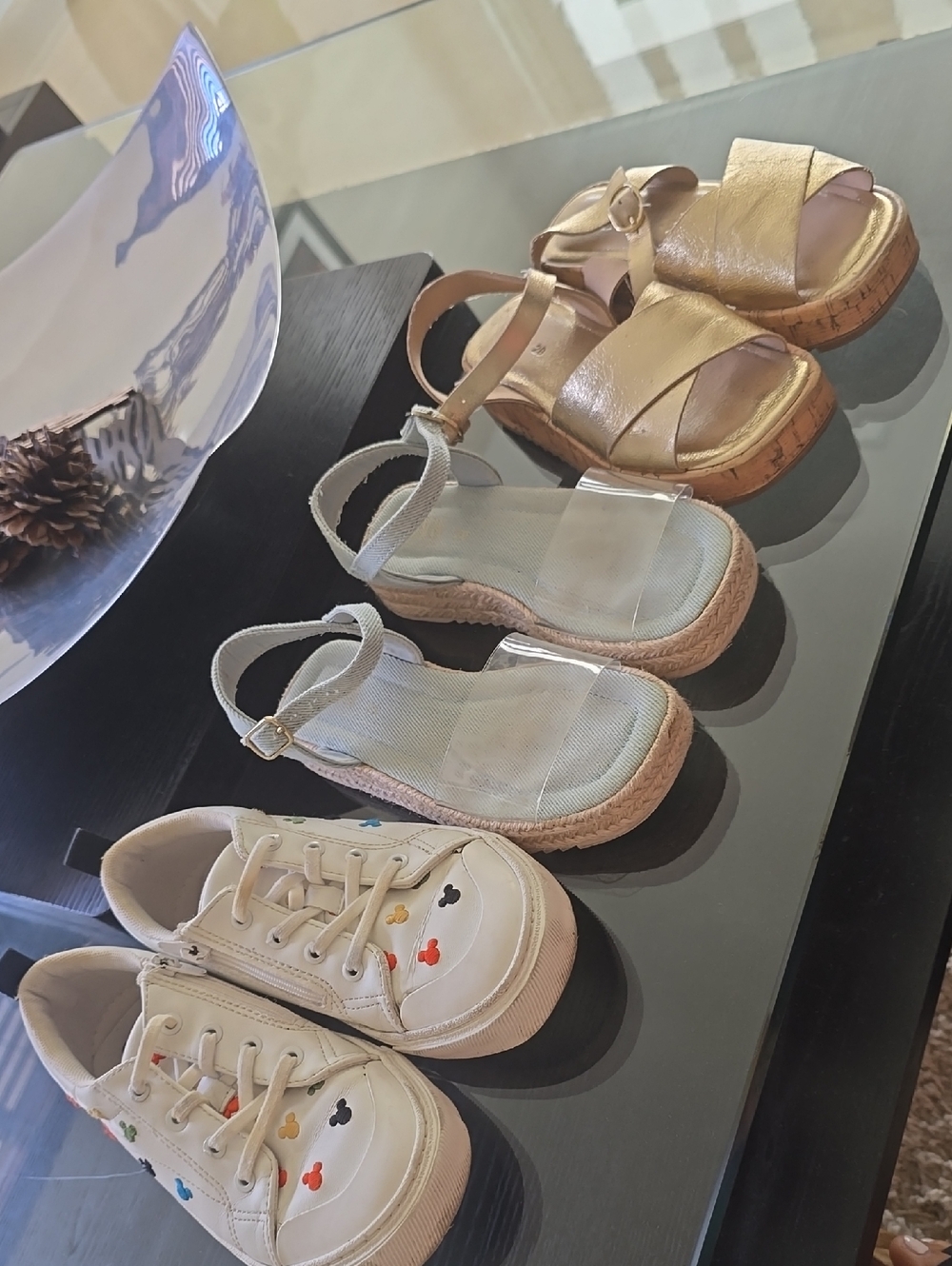 Zara Girls Metallic Gold Platform Sandals